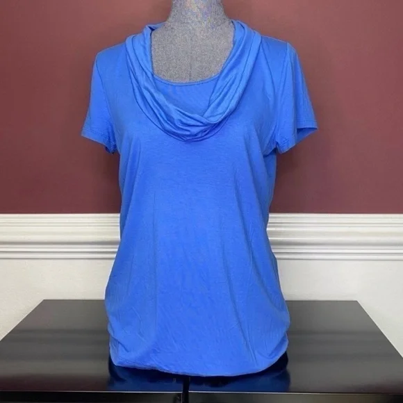NWT Talbots blue cowl neck short sleeve blouse M women new with tag top … - Picture 4 of 4